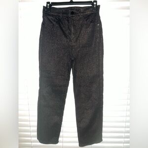 Express super high rise straight metallic accent jean